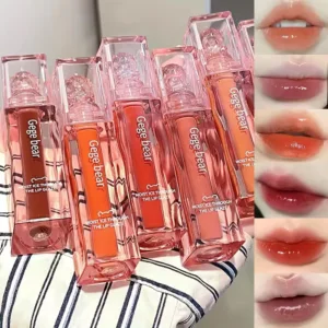 Crystal 2 Pcs Water-Like Mirror Lip Glaze Watery And Moist Ice-Transparent Lip Gloss Fake Plain Whitening Long-Lasting Lipstick for Women